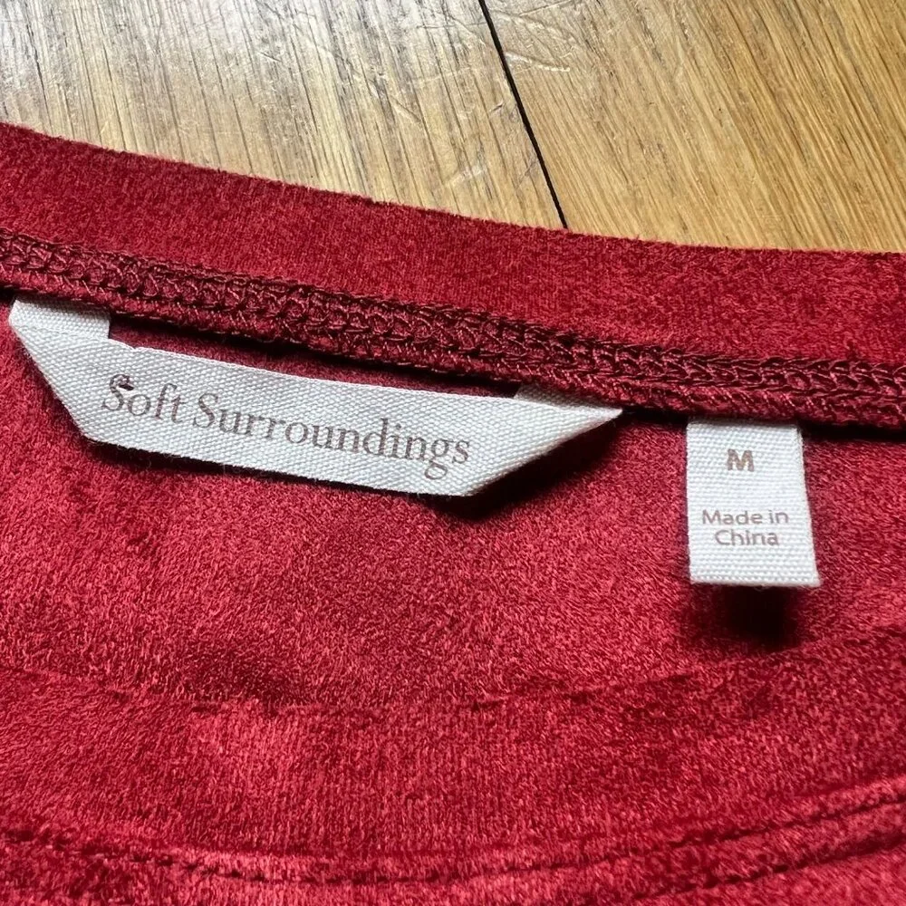 Soft Surroundings Size M Orange Burnt Sienna Felicity Faux Suede Tunic Top - Picture 3 of 13